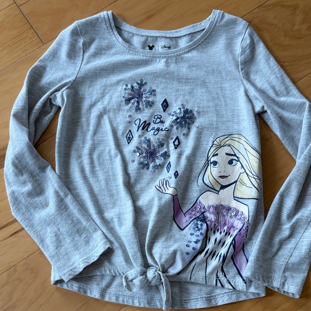 Disney Frozen Elsa Gray Long Sleeve Shirt Size 5
